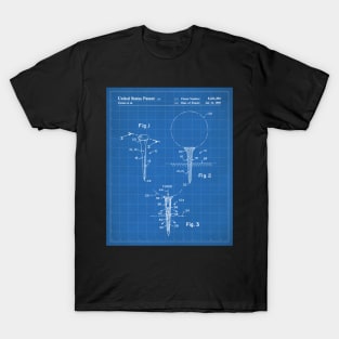 Golf Tee Patent - Golfing Fan Golfer Gift Art - Blueprint T-Shirt